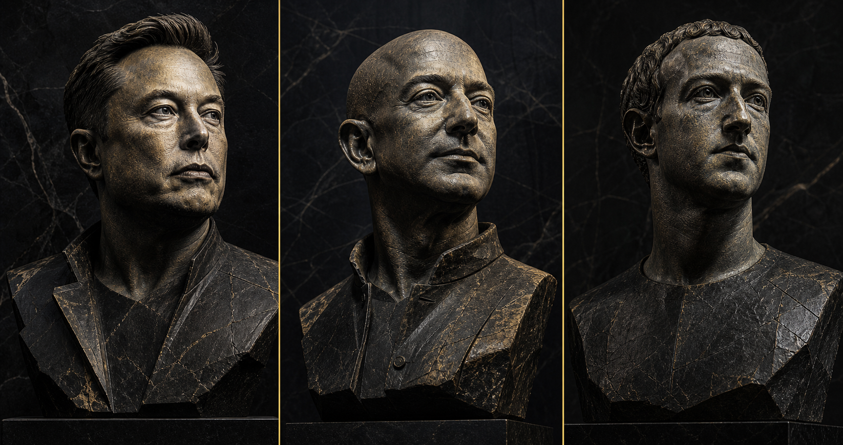 Sculptural editorial portrait of Elon Musk